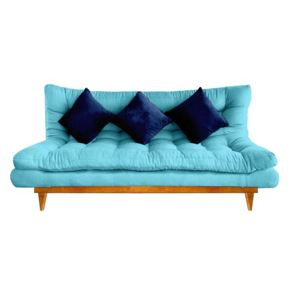 Sillón, sofá cama, grande 3 posiciones-Azul claro futones