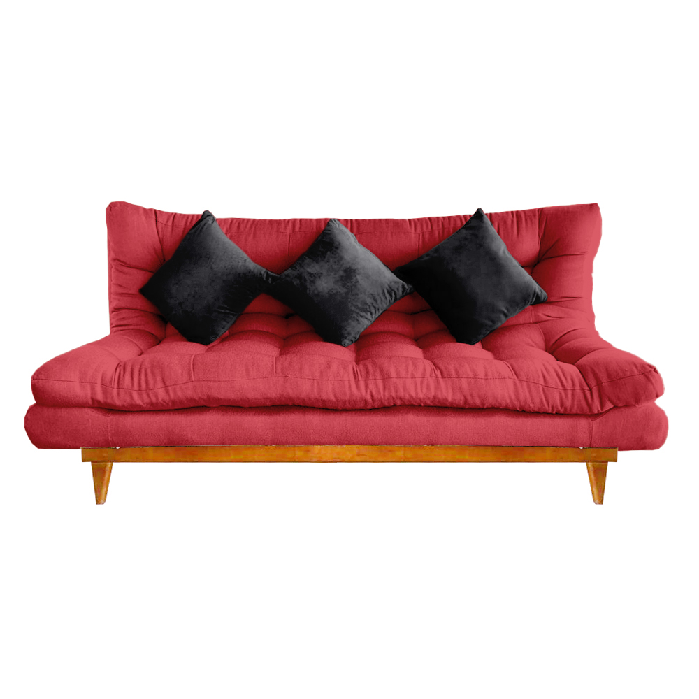 Sillón, sofá cama, grande 3 posiciones-Rojo futones
